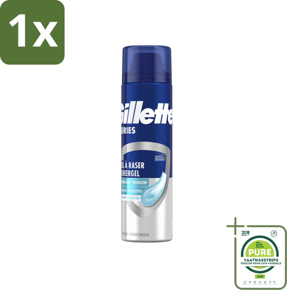 1 x Gillette Series - Scheergel - Gevoelige Huid - 200 ml - Scheergel - Gevoelige Huid - Scheergel Voor Mannen - Gillette - Scheergel Menthol