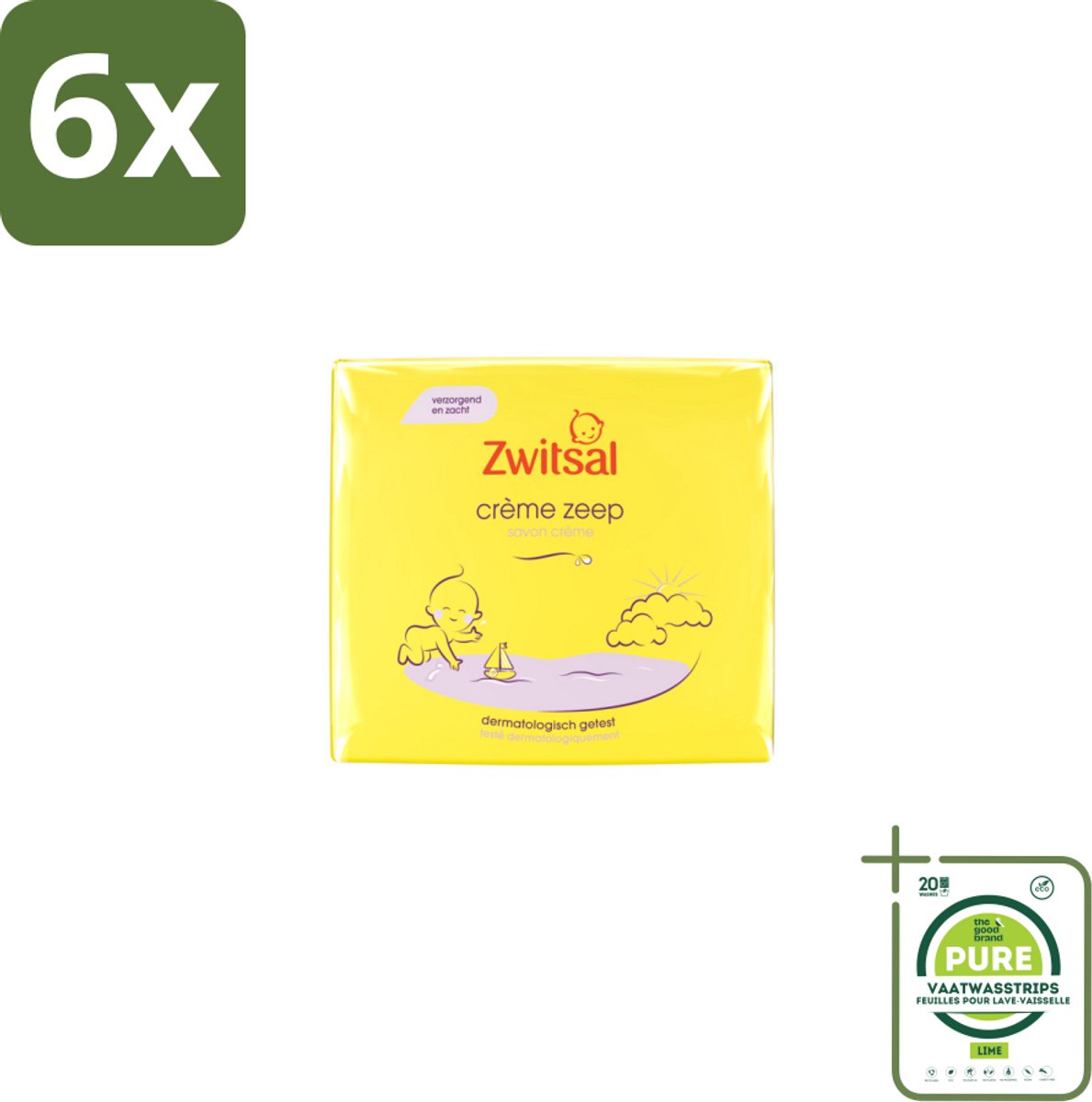 Zwitsal - Babyverzorging - Crème Zeep - Milde & Voedende Reiniging - 180 g - Voordeelverpakking - 6 stuks - Babyzeep - Babyhuid