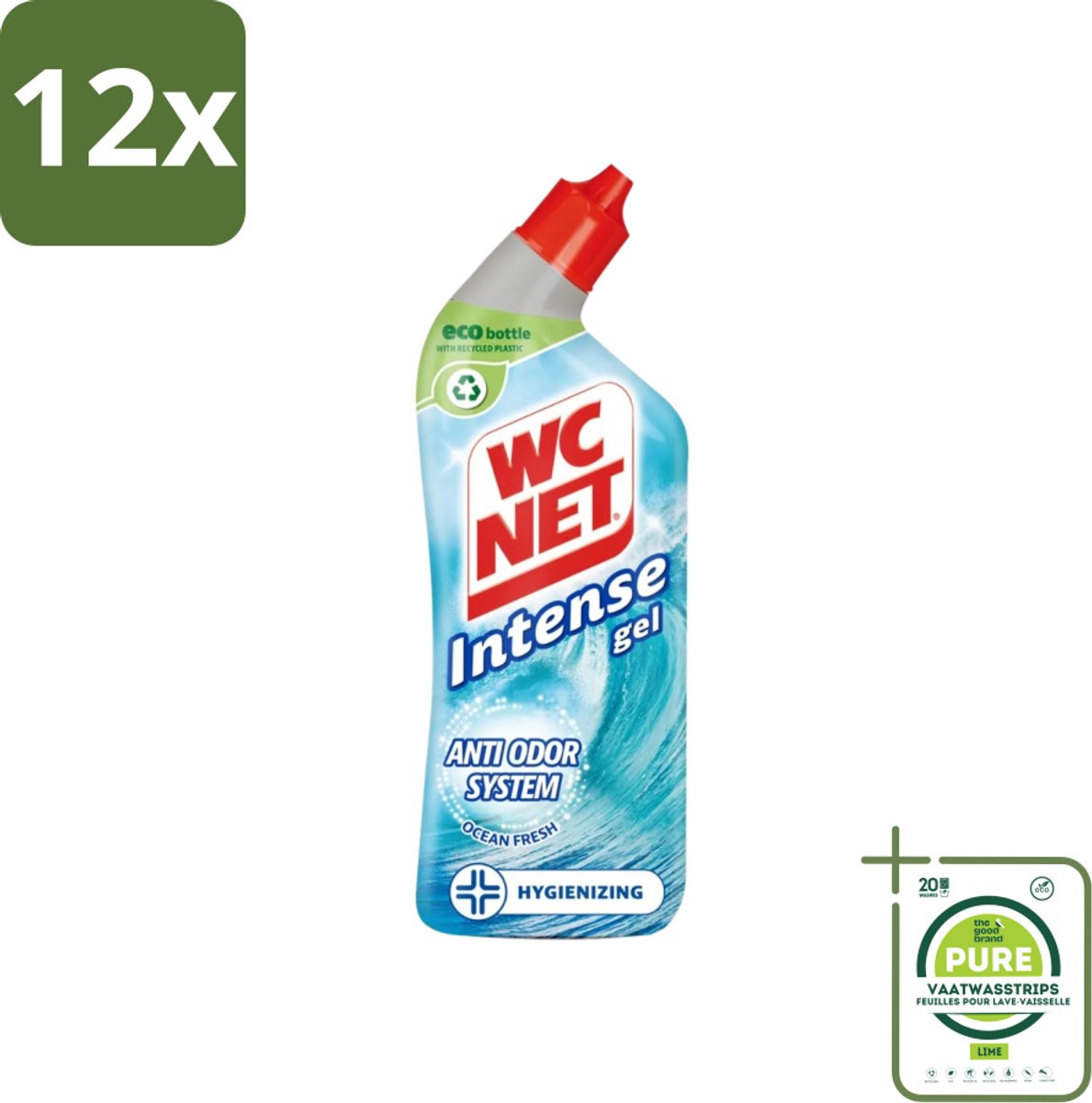 WC Net - Toiletreiniger - Gel - Ocean Fresh - Verwijderd Geuren - 750 ml - Voordeelverpakking - 12 stuks - Toilet schoonmaak - Wc reiniger