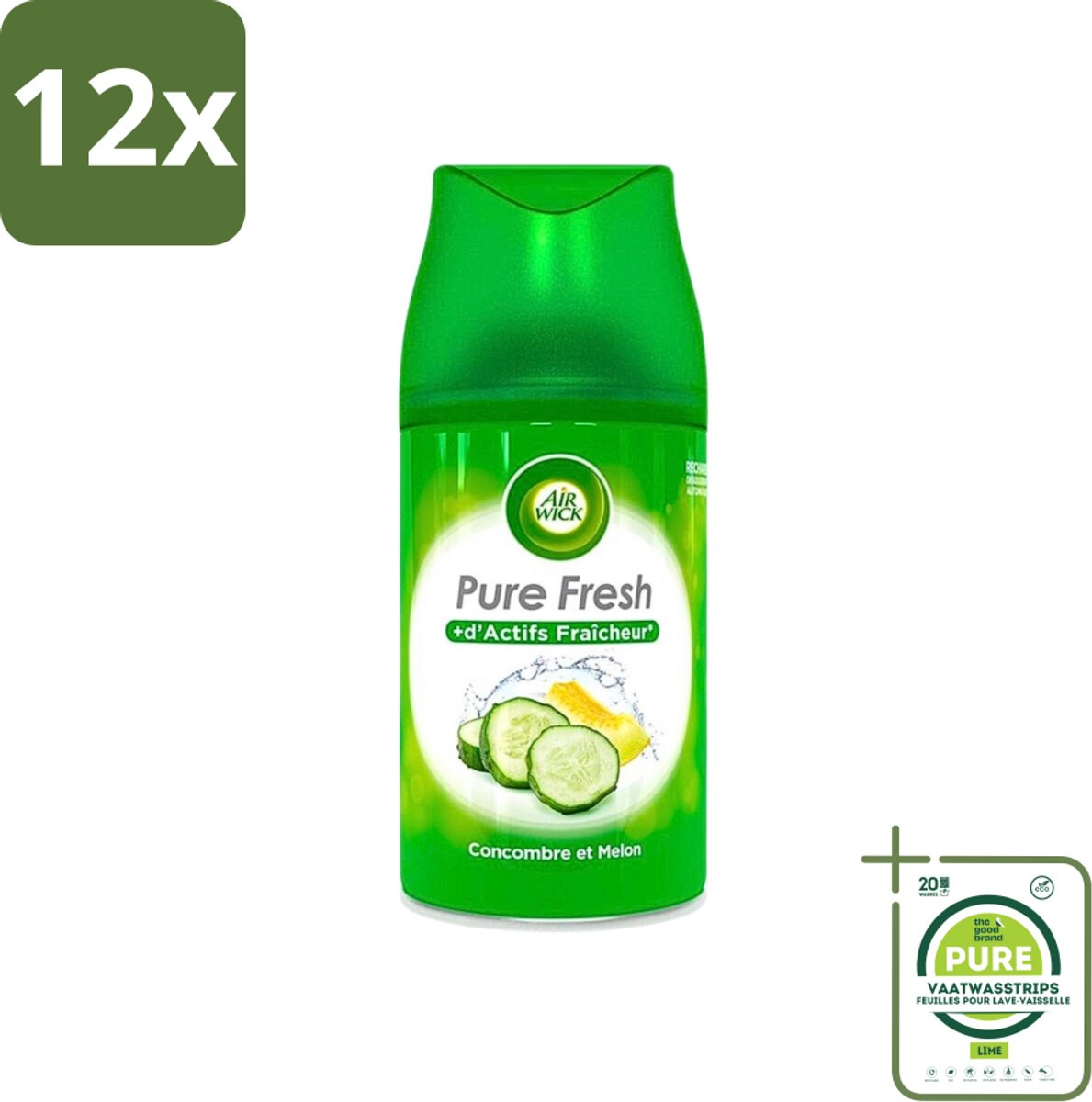 Air Wick Freshmatic - Luchtverfrisser Navulling - Pure Fresh Komkommer - 250ml - Voordeelverpakking - 12 stuks - Luchtverfrisser - Geurverspreider