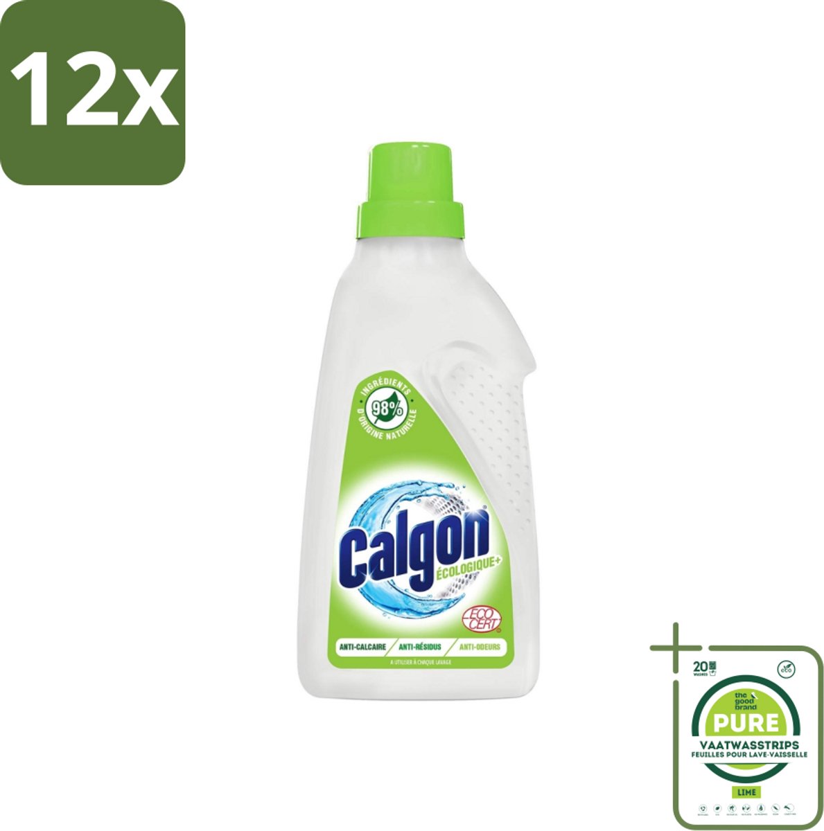 Calgon - Wasmachinereiniger - Gel - Ecologisch - Tegen Kalkaanslag / Wasmiddelresten / Geuren - 750ml - 15 Wasbeurten - Voordeelverpakking - 12 stuks - Wasmachine reiniger - Wasmachine onderhoud