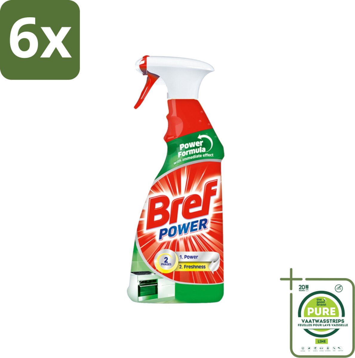 Bref Power - Keukenreiniger - Spray - Ontvetter - 750 ml - Voordeelverpakking - 6 stuks - Keukenreiniger - Ontvetter
