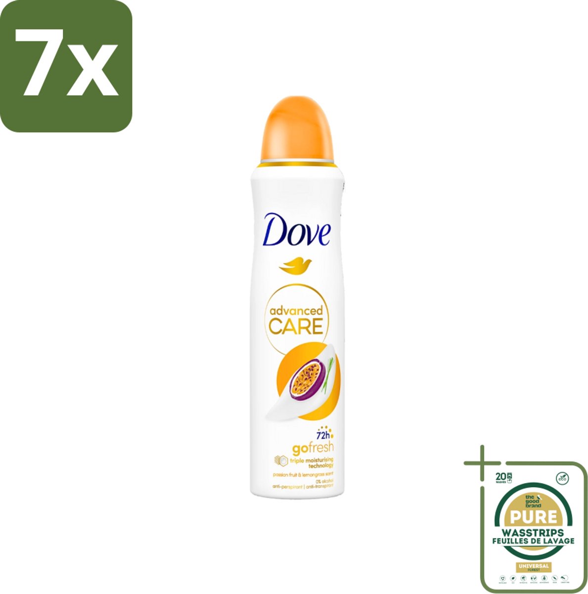 7 x Dove - Deospray - Passievrucht & Citroengras - 150 ml - Grootverpakking - Passievrucht En Citroengras - Anti-transpirant - Deospray - Okselbescherming - Geur