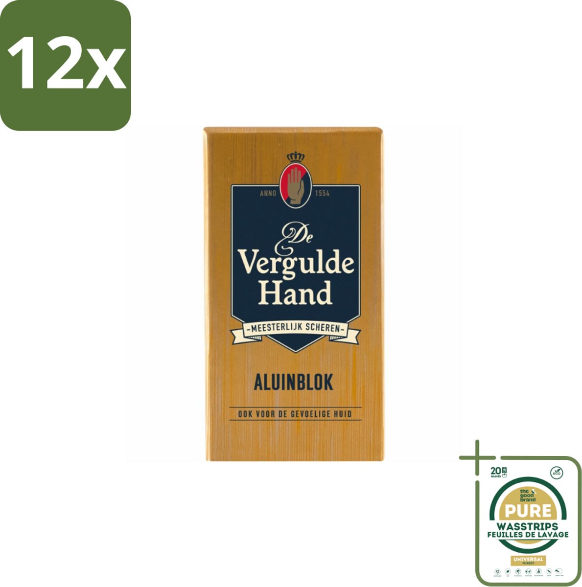 Vergulde Hand - Aluinblok - 75gr - Voordeelverpakking - 12 stuks - Bloedstilstand - Huidverzorging