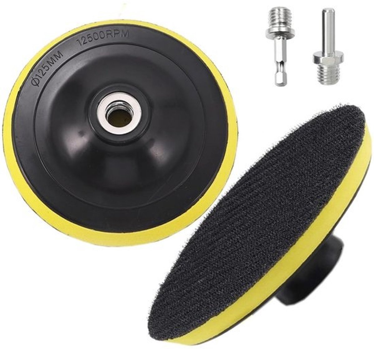 2 Stuks Klittenband Schuurschijf 125mm Polijstpad met M14 Booradapter 5 Inch Steunschijf