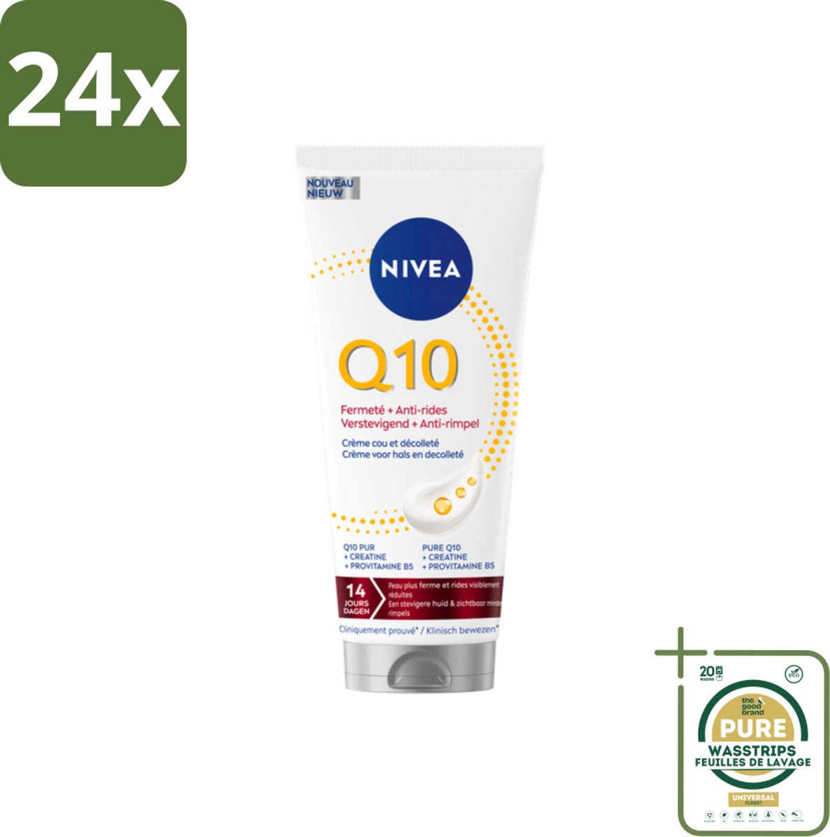 NIVEA – Neck & Decolleté Crème – Q10 Verstevigend + Anti-Rimpel – 200 ml - Voordeelverpakking - 24 stuks - Huidversteviging - Q10 crème