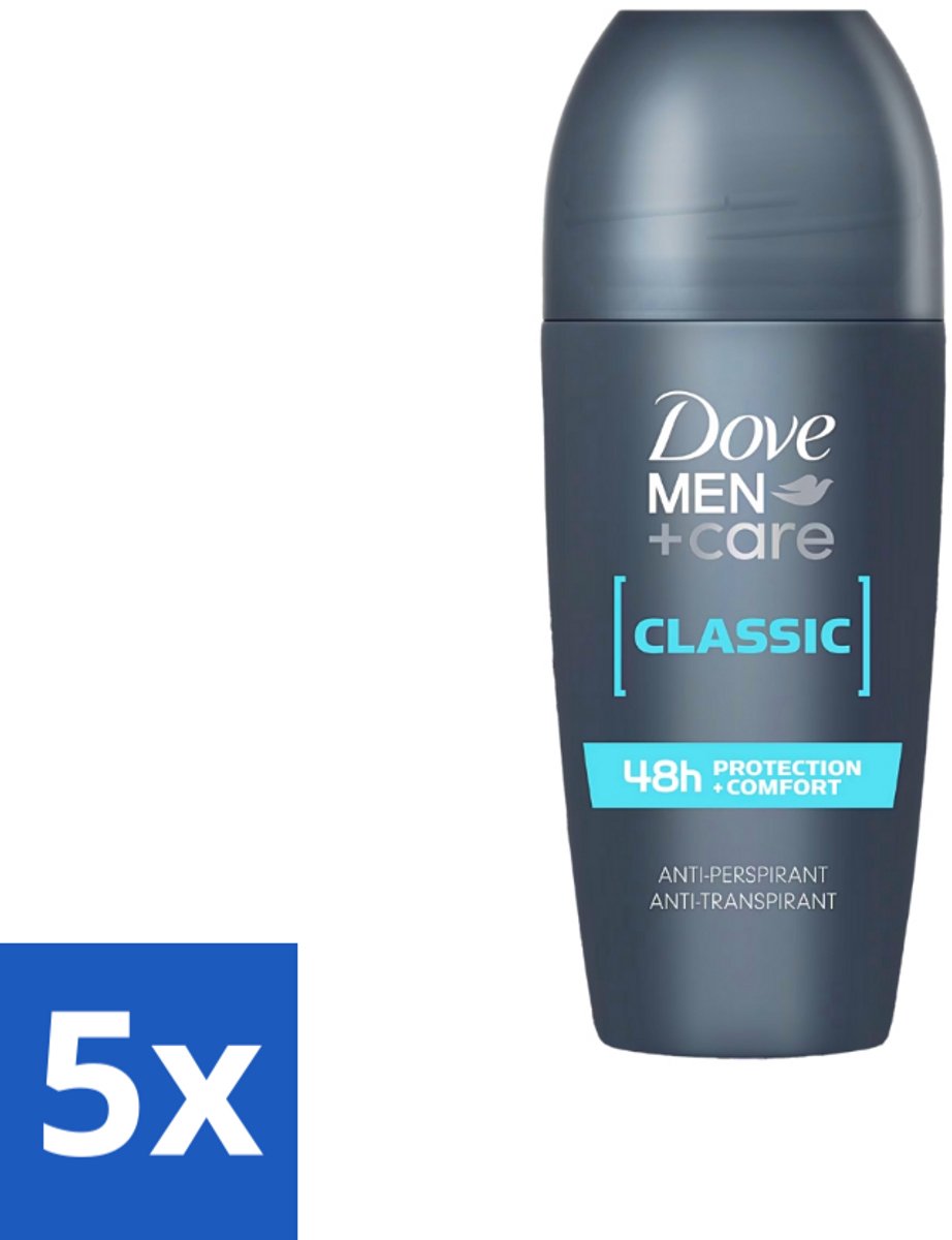 5 x Dove Men+Care - Classic - Deodorant Roll-on - Anti-Transpirant - 50 ml - Bescherming Tegen Transpiratie - Huidbescherming - Roll-on - Mannelijke Huid - Geur