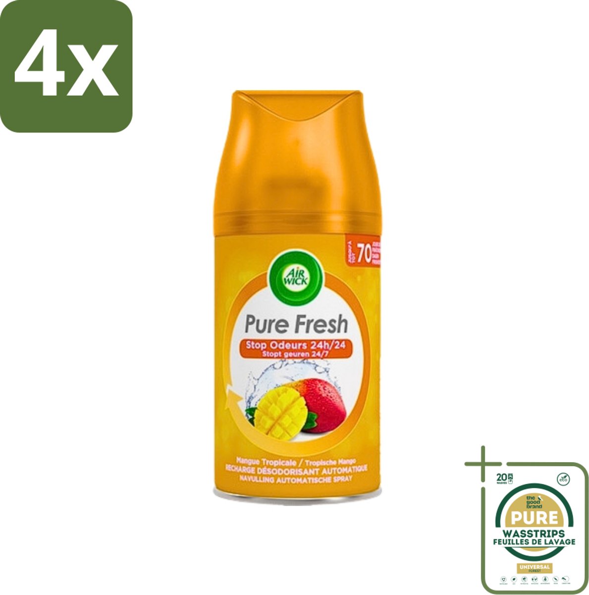 Air Wick Freshmatic - Luchtverfrisser Navulling - Tropische Mango - 250ml - Voordeelverpakking - 4 stuks - Air Wick Freshmatic - Geurverspreider