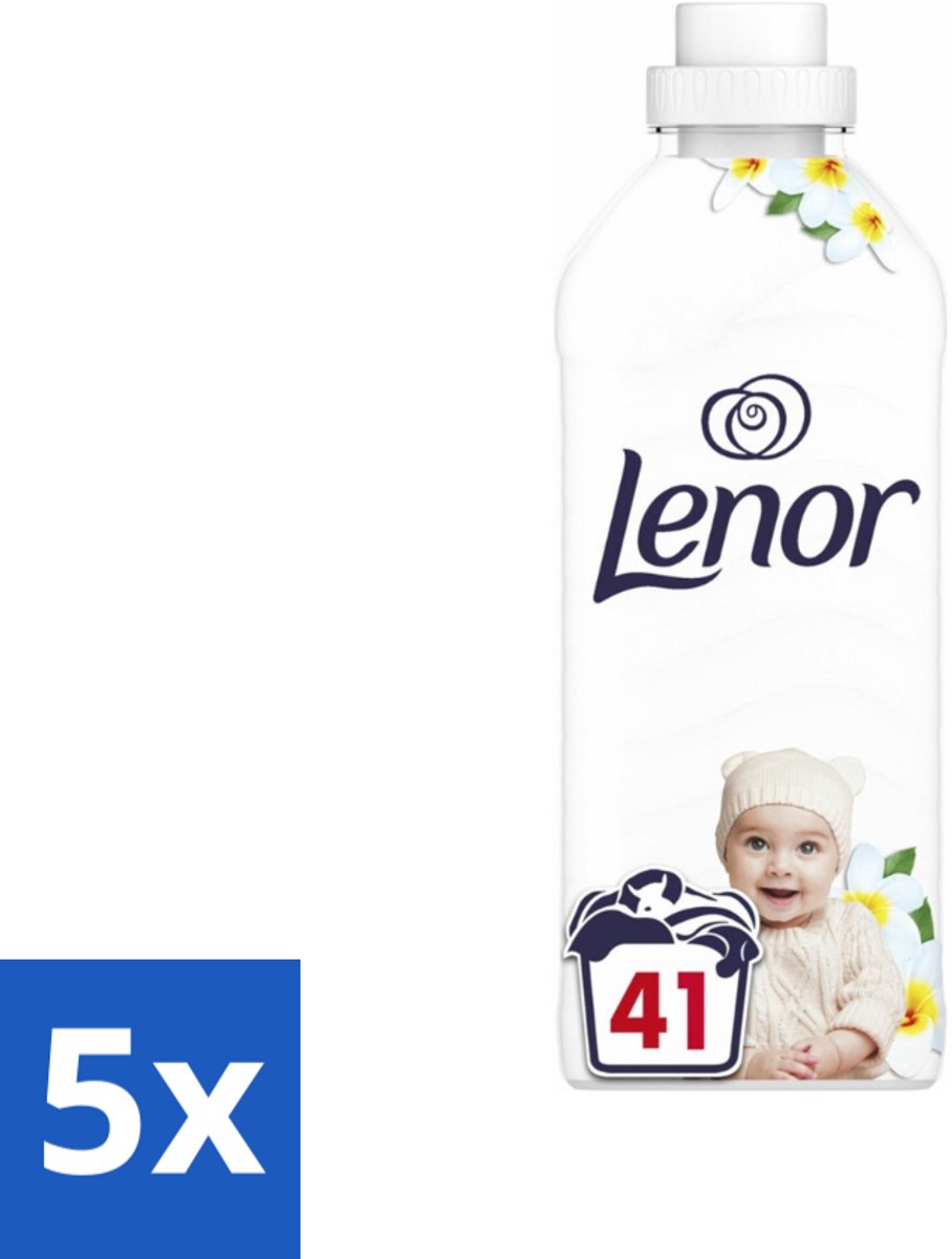 5 x Lenor - Wasverzachter - Gevoelig - Milde Geur - 41 Wasbeurten - Voordeelverpakking - 5 stuks