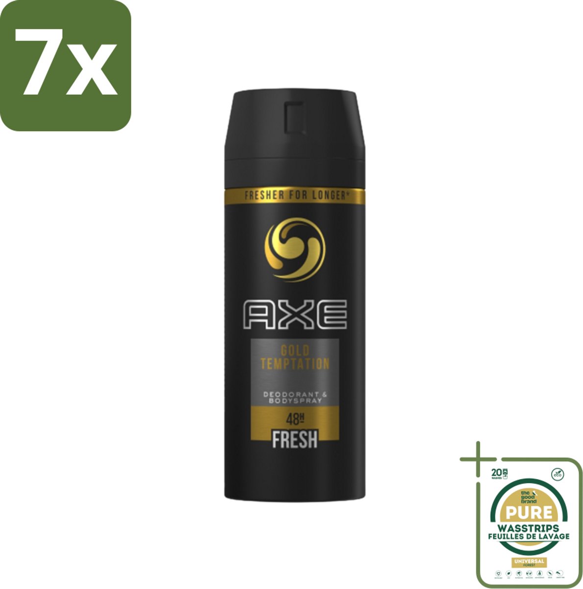 7 x Axe - Deodorant Bodyspray - 48hrs Fresh - Gold Temptation - 150 ml - Grootverpakking - 48 Uur Bescherming - Zweetvermindering - Deodorant Spray - Geur - Fris