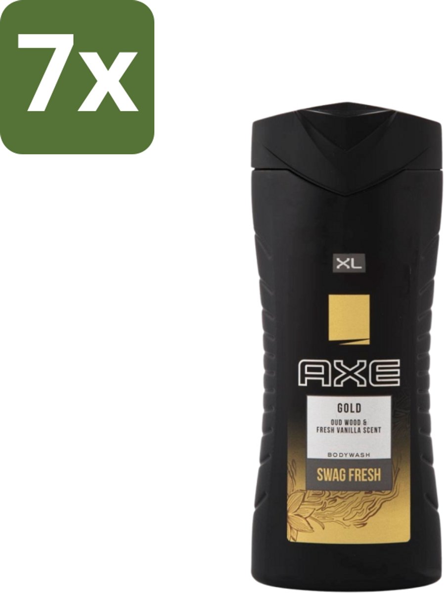 7 x Axe XL - Douchegel - Gold - Oud Wood & Fresh Vanilla - Swag Fresh - 400 ml - Douchegel - Geur - Frisheid - Oud Hout - Verse Vanille