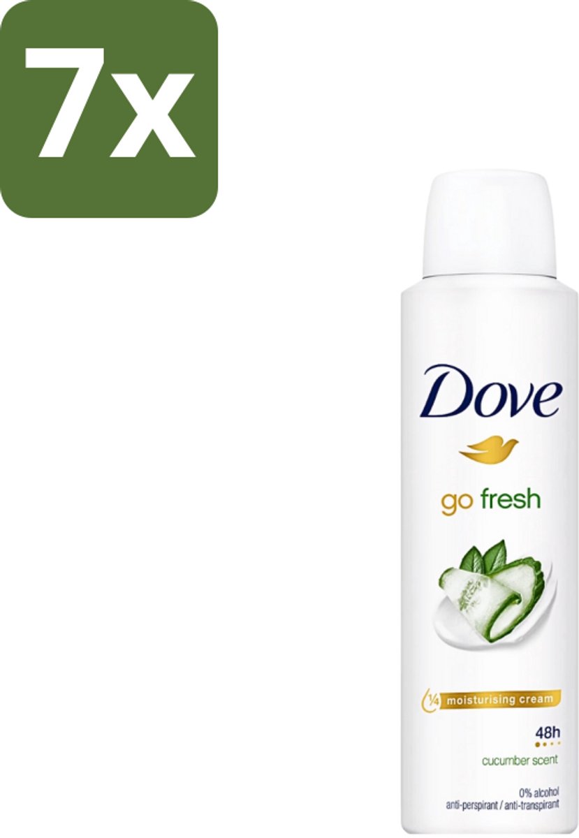 7 x Dove Go Fresh - Deospray - Komkommer - 150 ml - Dove Go Fresh Deospray - Komkommer - Geur - Deodorant - Transpiratie