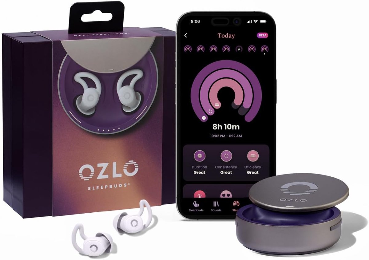 SnelShoppen - Ozlo Sleepbuds | Comfortabele Zijslaper Hoofdtelefoon | 10 Uur Bluetooth LE Streaming | Wetenschappelijk Ondersteunde Slaapgeluiden | Sn