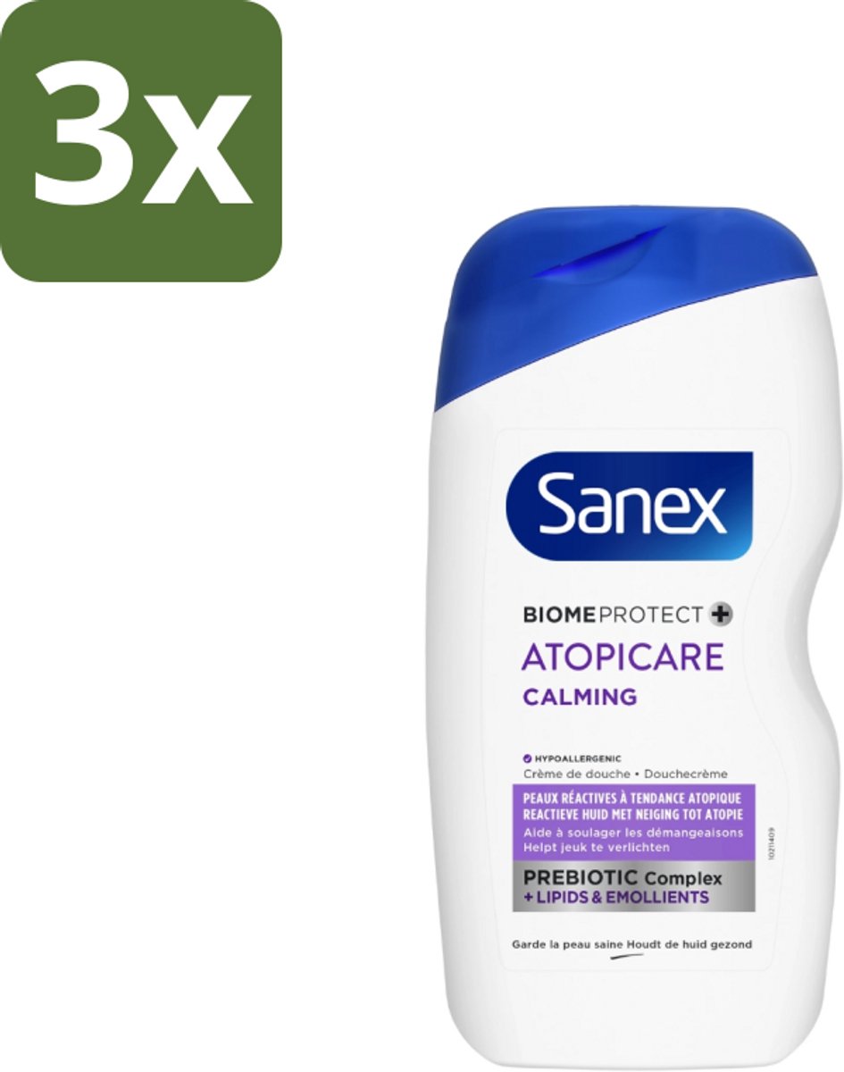 3 x Sanex - BiomeProtect Dermo - Douchecrème - Reactieve Huid - 400 ml - Reactieve Huid - Kalmerende Douchecrème - Huidbarrière - Dermatologisch Getest - Huidverzorging