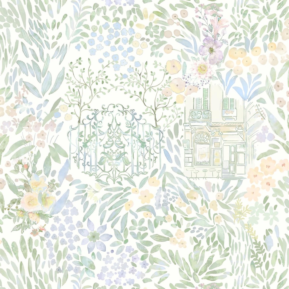 Solidchoice - Zelfklevend Behang Witte Vintage Bloemen 44 x 300 cm