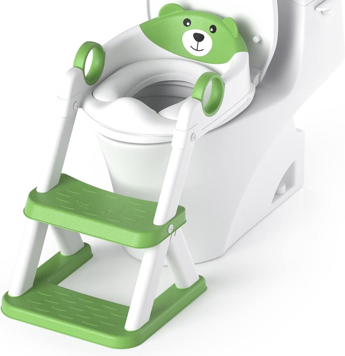 Zindelijkheidstrainer Kinderen - Toilet Stoel - Zelfstandig Zindelijk - Inclusief Opstapje - 6 Posities - Groen