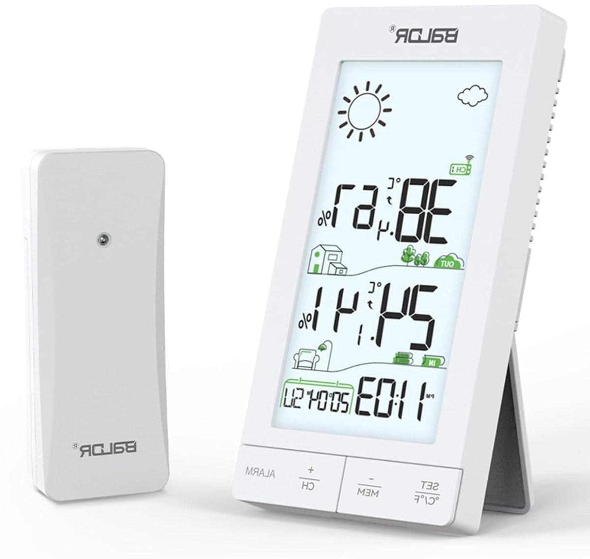 Draadloos Weerstation - Weercomputer Binnen Buiten - Weersvoorspelling Monitoren - 6 Inch VA Display - 15.2 cm - Wit