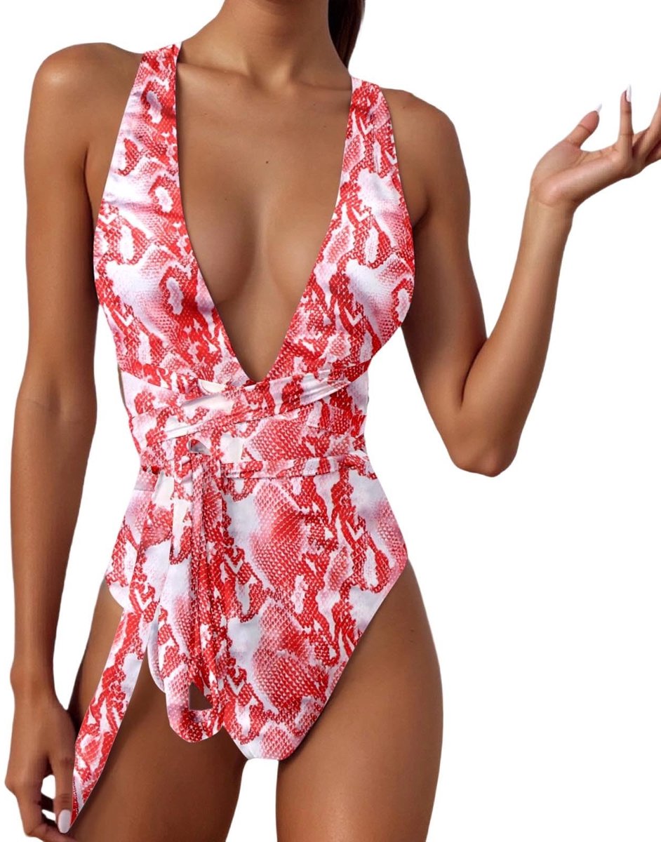 Solidchoice - Dames Eenschouder Badpak met V-hals, Monokini voor Strandvakantie