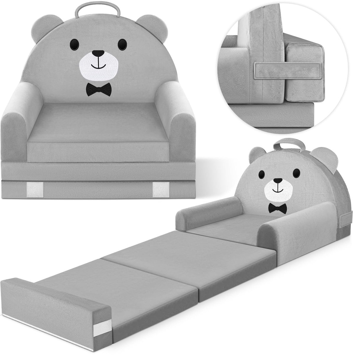 Solidchoice - Vouwbare Kinderstoel Bed, Zacht Pluche Kinderen Armstoel Sofa