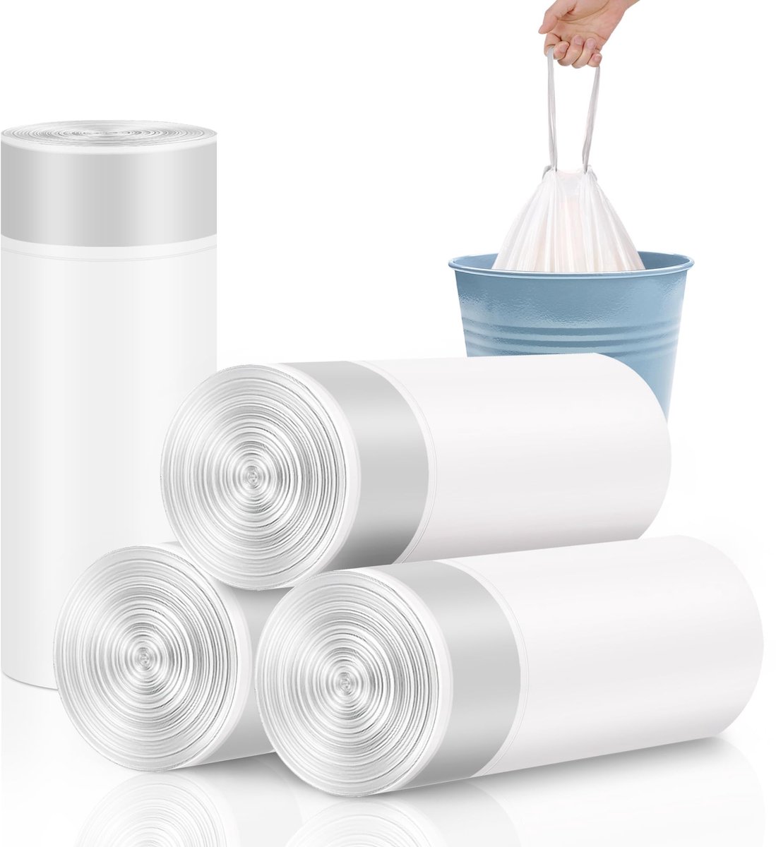 Solidchoice- Afvalzakken 15 Liter - Supersterke/Trekkoord - Scheurvaste Zakken - 100 Stuks - Voor Badkamer/Kantoor - Ideaal voor Huis - Vuilniszakken