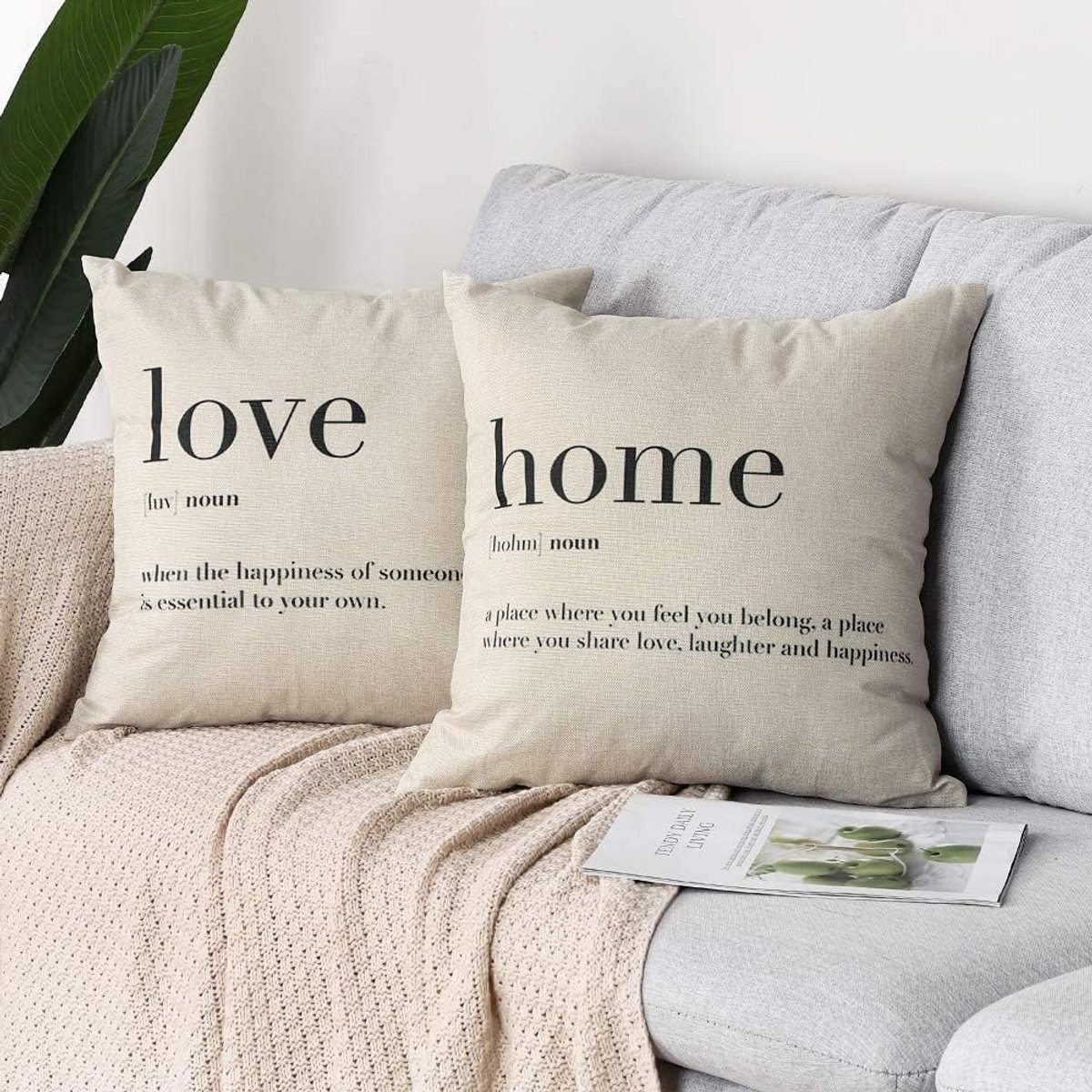 Decoratieve Kussenhoezen Set van 2 - Katoen en Linnen, 45x45 cm voor Tuin, Bank, Slaapkamer en Auto, Perfect voor Huisdecoratie