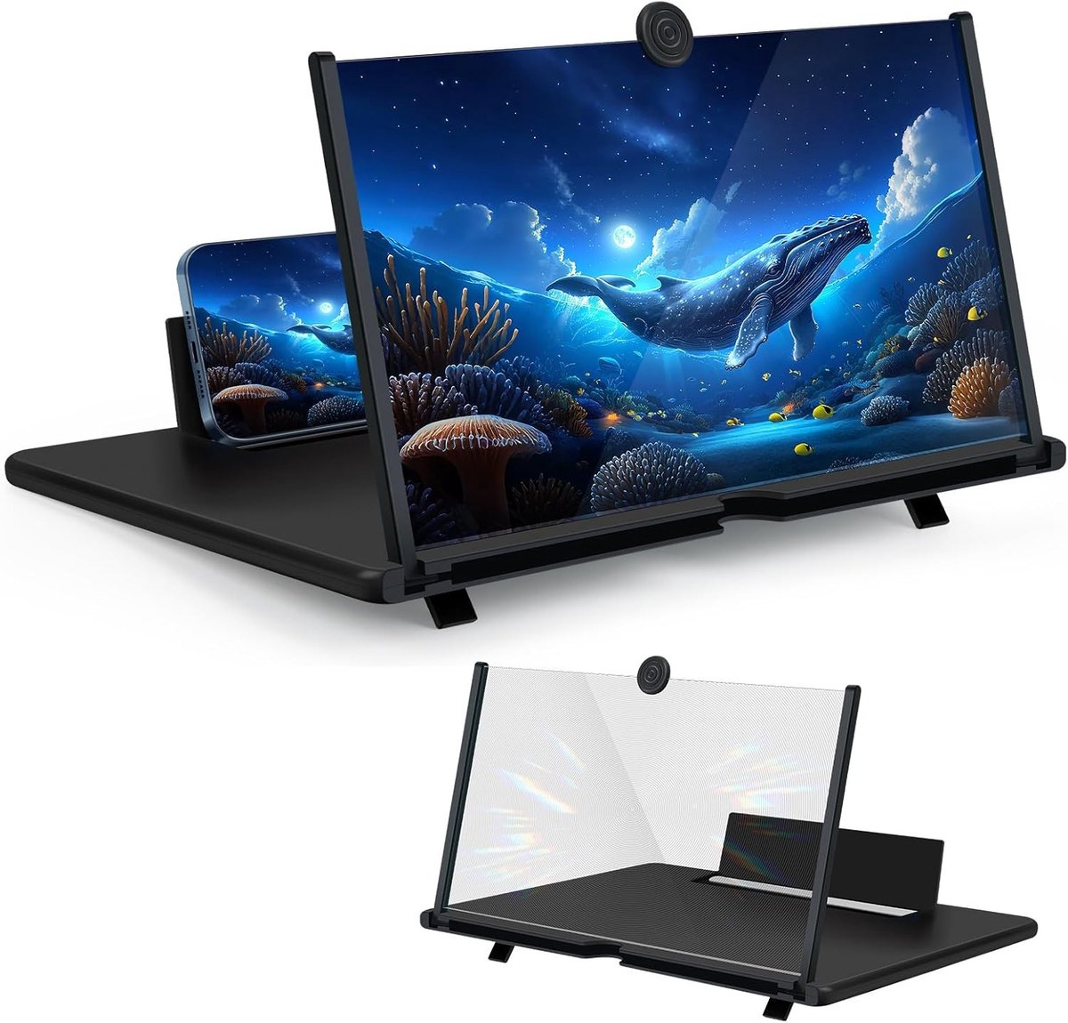 Schermvergroter voor Mobiele Telefoons 16 Inch HD Fresnel Lens Opvouwbaar met Stand en Blauw Lichtfilter voor Oogbescherming, Perfect voor Films, Video's en Gaming