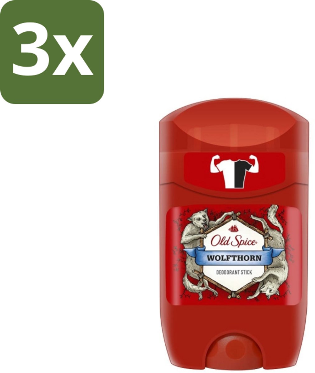3 x Old Spice – Deodorantstick – Wolfthorn – 50 ml - Old Spice Wolfthorn - Deodorant Stok - Anti-geur - Frisheid - Geur