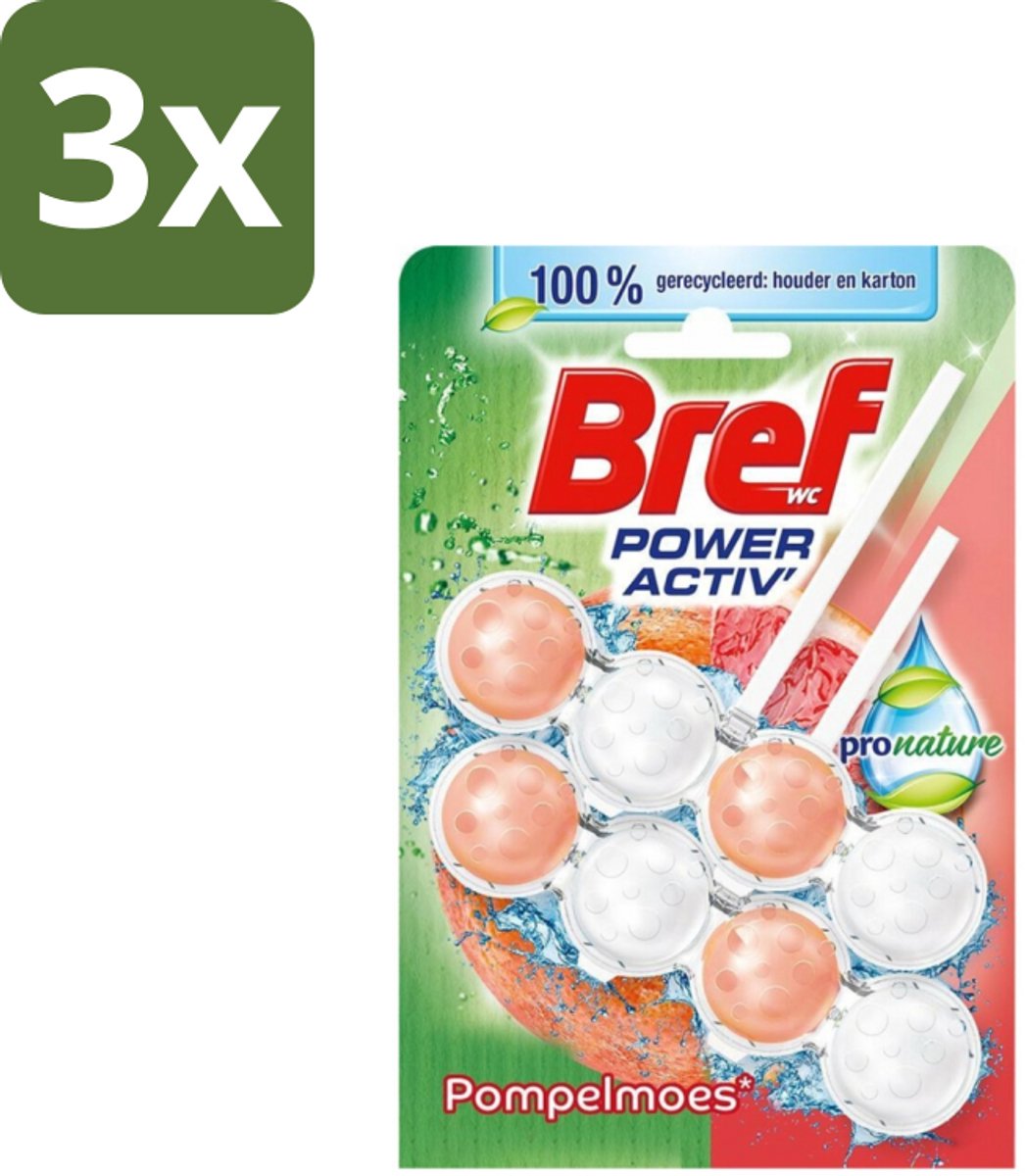 3 x Bref – Toiletblok – Pronature Pompelmoes – Duo Pack - Bref Pronature - Pompelmoes Toilet - Duurzame Toilet - Citrus Toiletverfrisser - Toiletblok Duo Pack