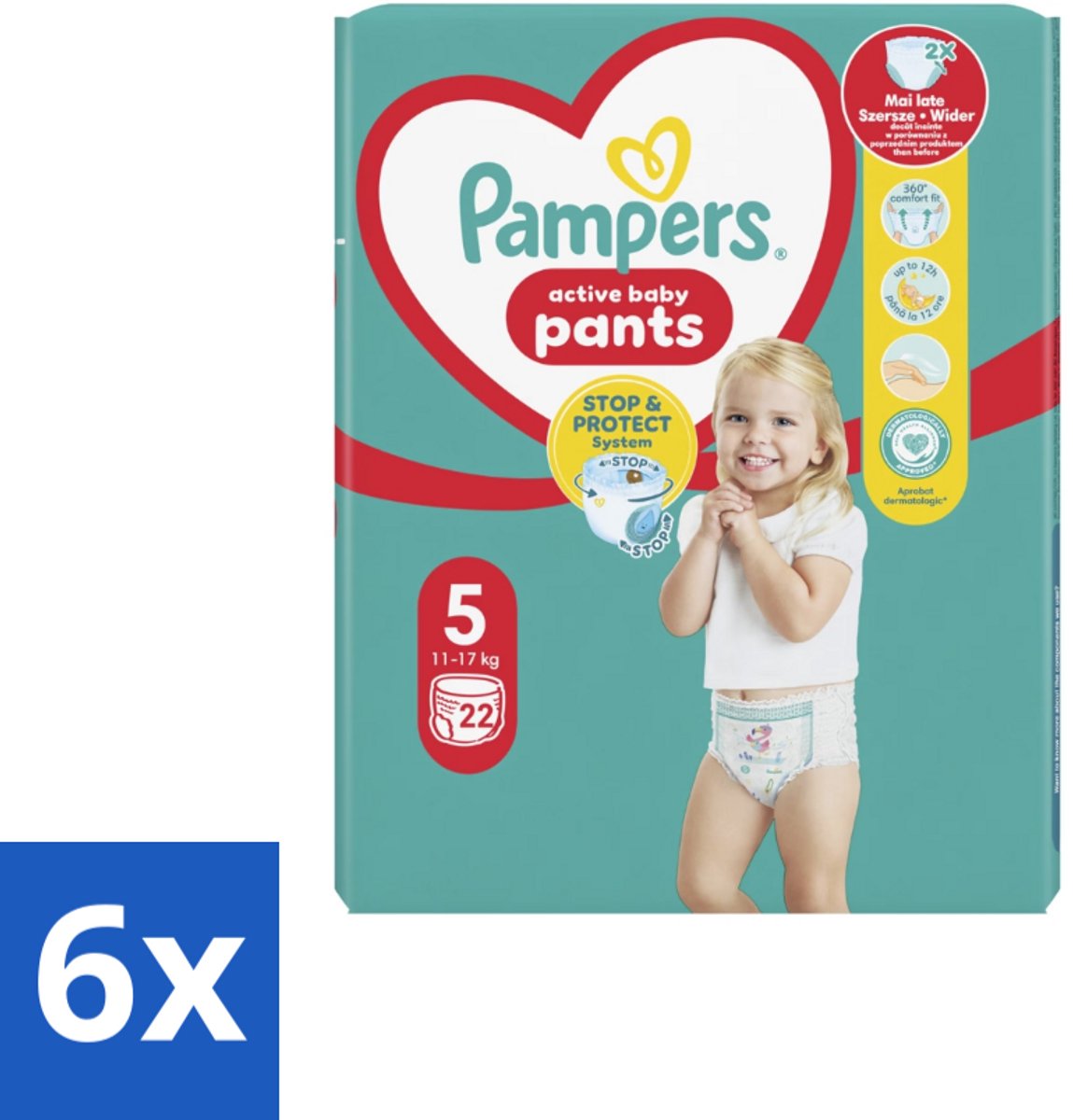 Pampers – Luierbroekjes – Baby Dry Pants Maat 5 – 22 Luiers - Voordeelverpakking - 6 stuks
