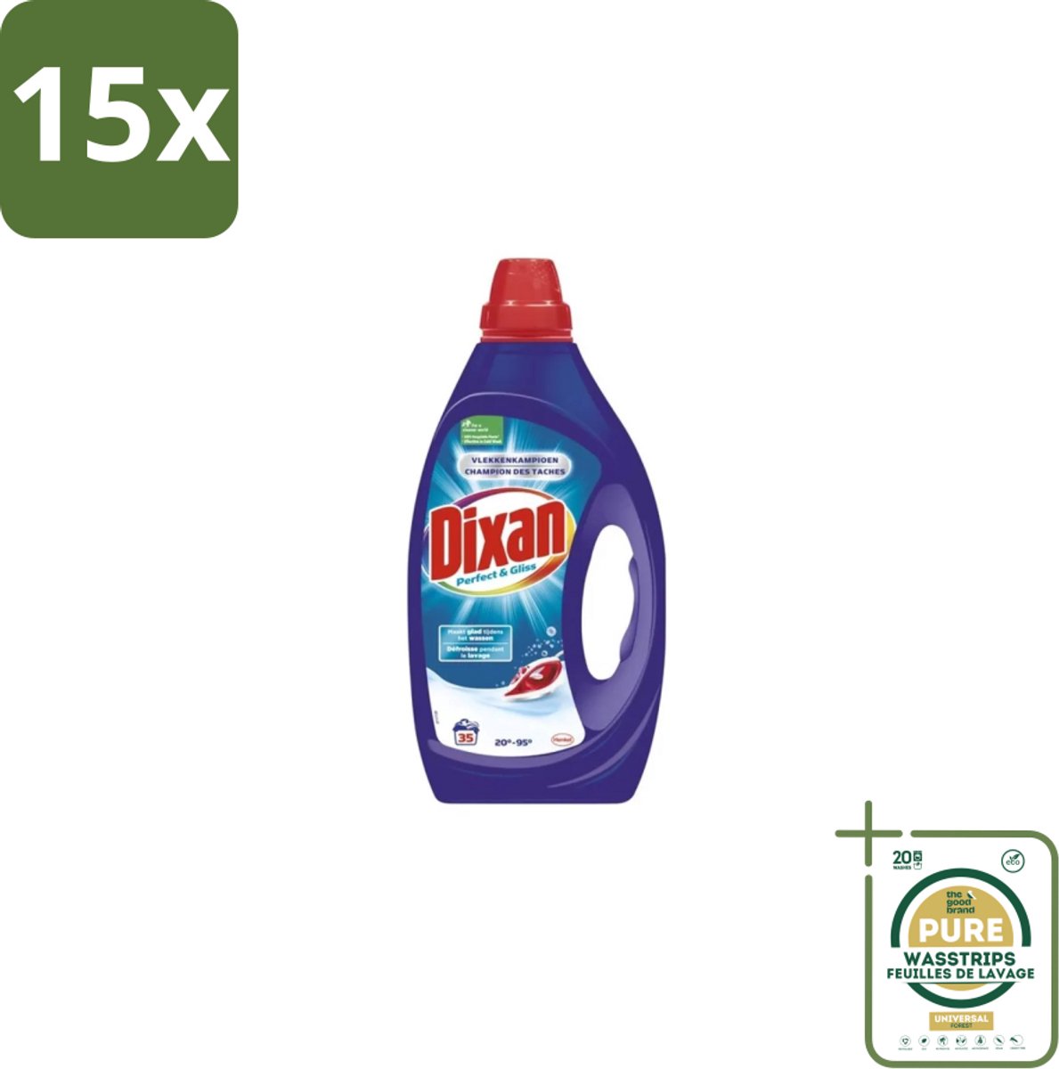 15 x Dixan – Vloeibaar Wasmiddel – Perfect & Gliss – 1750 ml - Grootverpakking - Wasmiddel - Vlekkenverwijdering - Antiplooiformule - Strijkwerk - Schone Was