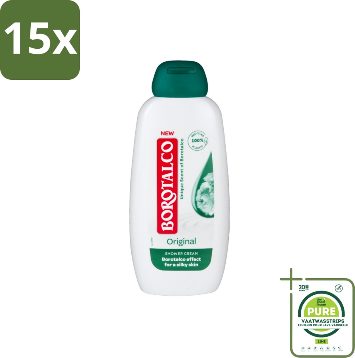 15 x Borotalco – Douchegel – Original – 250 ml - Grootverpakking - Douchegel - Borotalco - Huidverzorging - Douchegel Voor Gevoelige Huid - Douchegel Voor Droge Huid