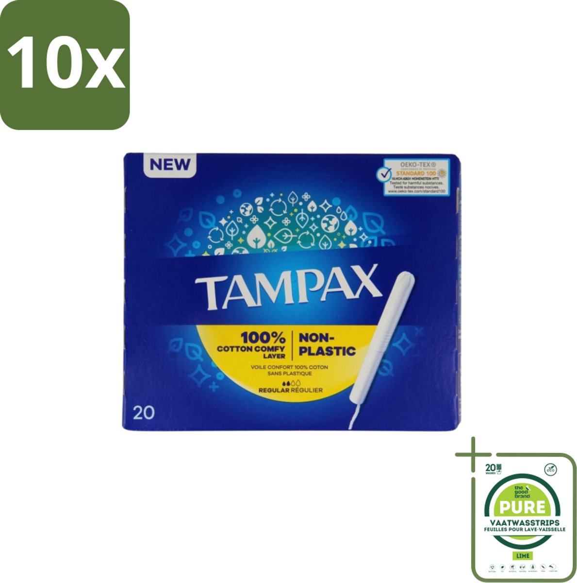 10 x Tampax – Tampons – Regular – Kartonnen inbrenghuls - Grootverpakking - Tampons - Menstruatie - Katoen - Absorberende Kern - Kartonnen Inbrenghuls