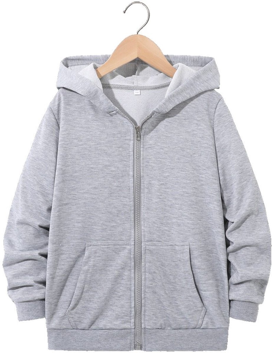 Currero Vest Jongens Met Rits Sweater Jongen Cardigan Gebreid Sweaters Hoodie Warme Trui Lange Mouw 11-12 Jaar Grijs