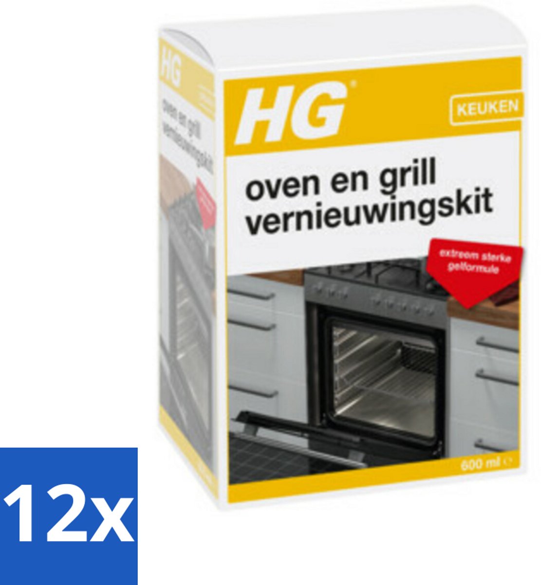 12 x HG Oven & Grill Vernieuwingskit 600 ml - Oven Schoonmaken - Grill Schoonmaken - Aanbakresten Verwijderen - Vet Verwijderen - Oven Reiniging