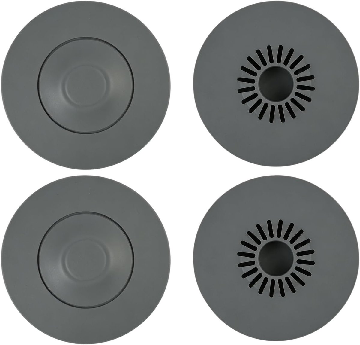 Set van 4 Universele Siliconen Badkuip Stoppen voor Wastafel en Gootsteen, Geurstopper met Haarfilter, Multifunctionele Vouwstop voor Badkamer en Eenvoudig Schoon te Maken Accessoire