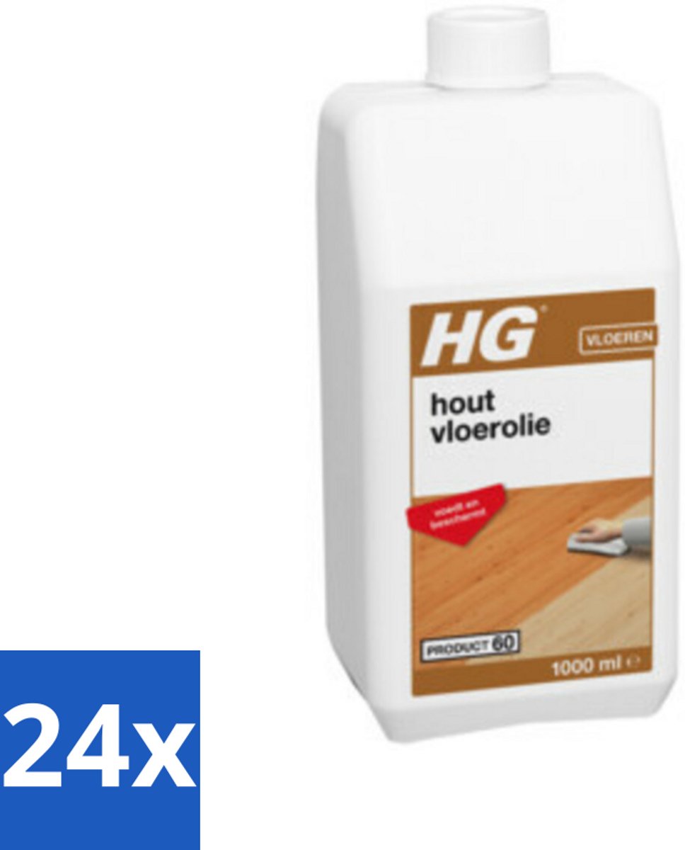24 x HG Hout Vloerolie 1 liter - Houtvloer Olie - Vloerolie Hout - Houten Vloeren Beschermen - Houtvloer Onderhoud - Vloerolie HG