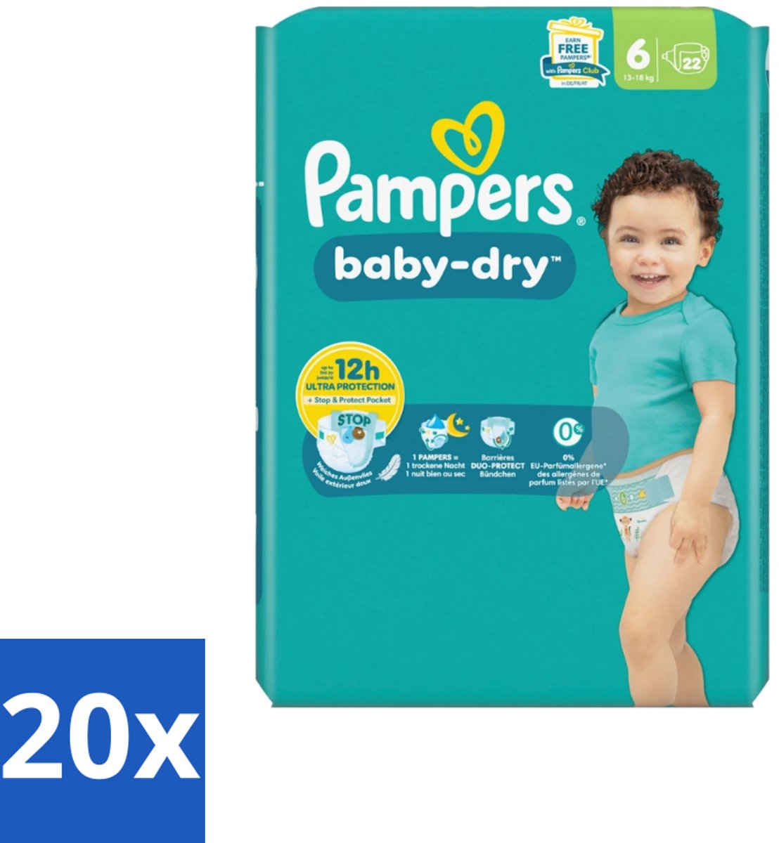 Pampers – Luiers – Baby Dry Maat 6 – 22 Luiers - Bulkverpakking - 20 stuks