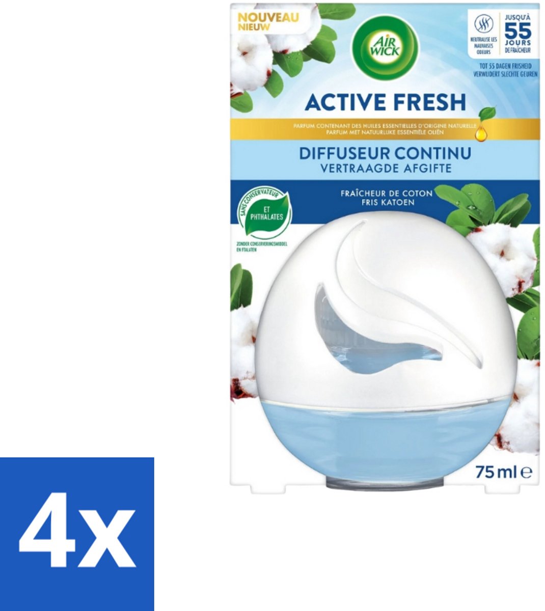 Air Wick – Luchtverfrisser – Deco Sphere Katoen – 75 ml - Voordeelverpakking - 4 stuks