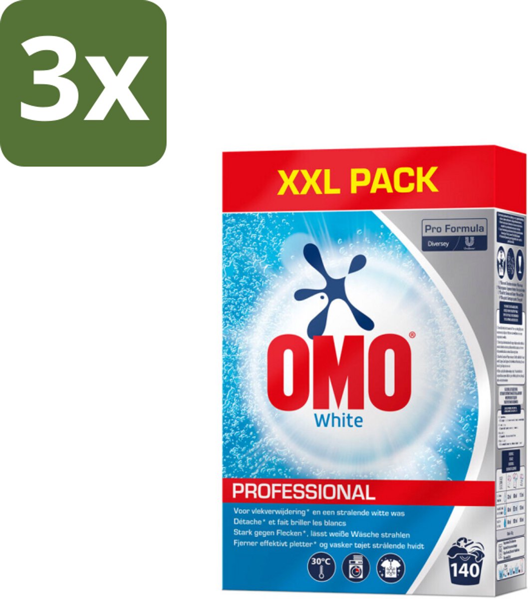 Omo Professional – Wasmiddel Poeder – Witte Was – 140 Wasbeurten – Pro Formula – 7 kg - Bulkverpakking - 3 stuks