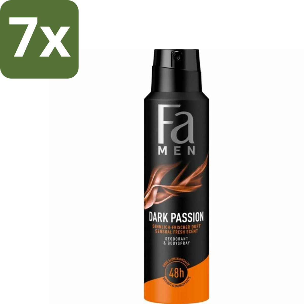 Fa – Deodorant Spray – Men Dark Passion – 150 ml - Bulkverpakking - 7 stuks