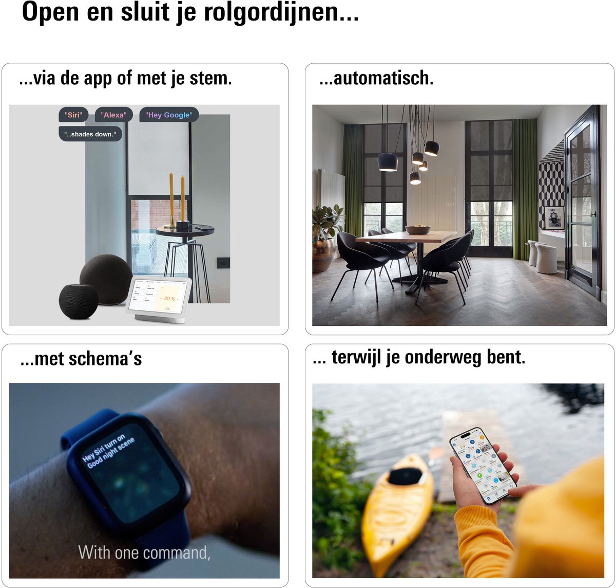 Eve Motionblinds (Matter) - Slim elektrisch rolgordijn voor binnen, app-/spraakbediening, schema's, verduisterend, oplaadbare accu, vrijhangend, schroefmontage, automatiseringen, vereist een hub, wit - 90x190cm