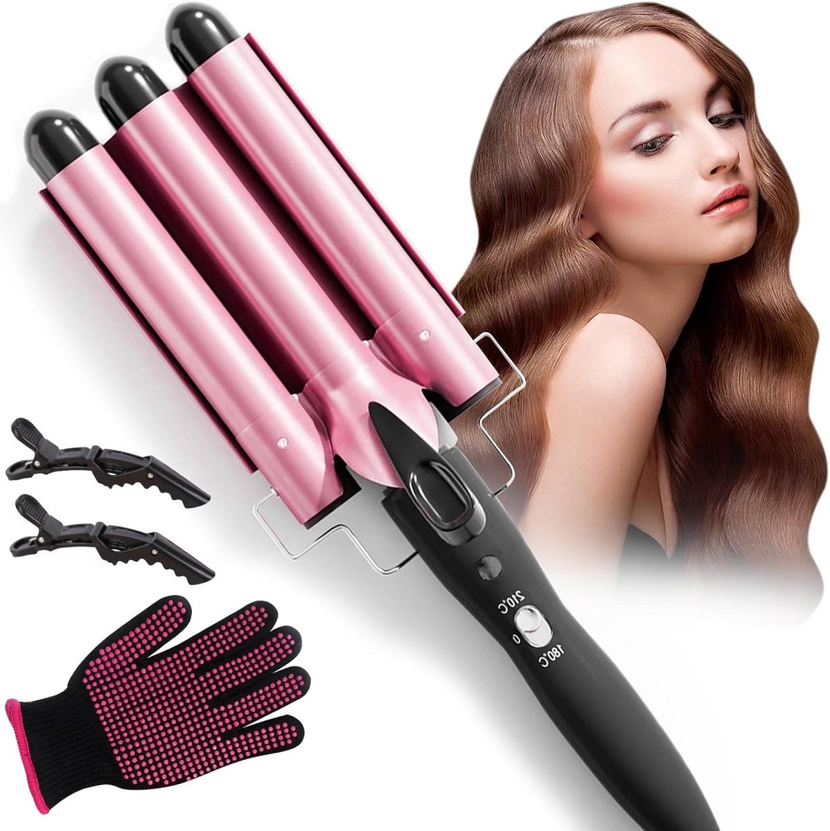 Krultang - Haarstyler - Stijlvol haar - Keramische coating - 22 mm - Roze