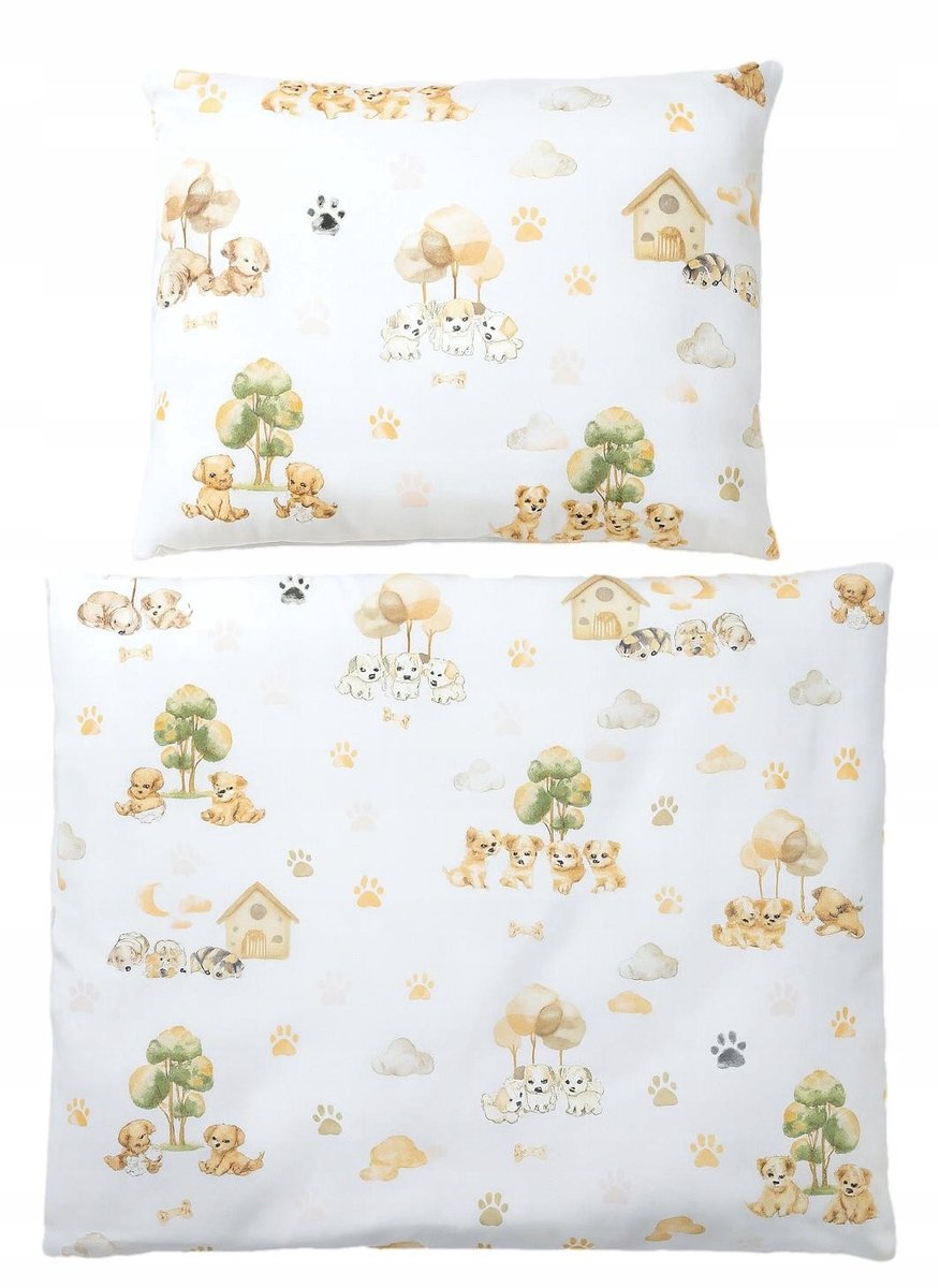 Kinderbeddengoed met puppy's, 160x200 cm, 2 kussenslopen