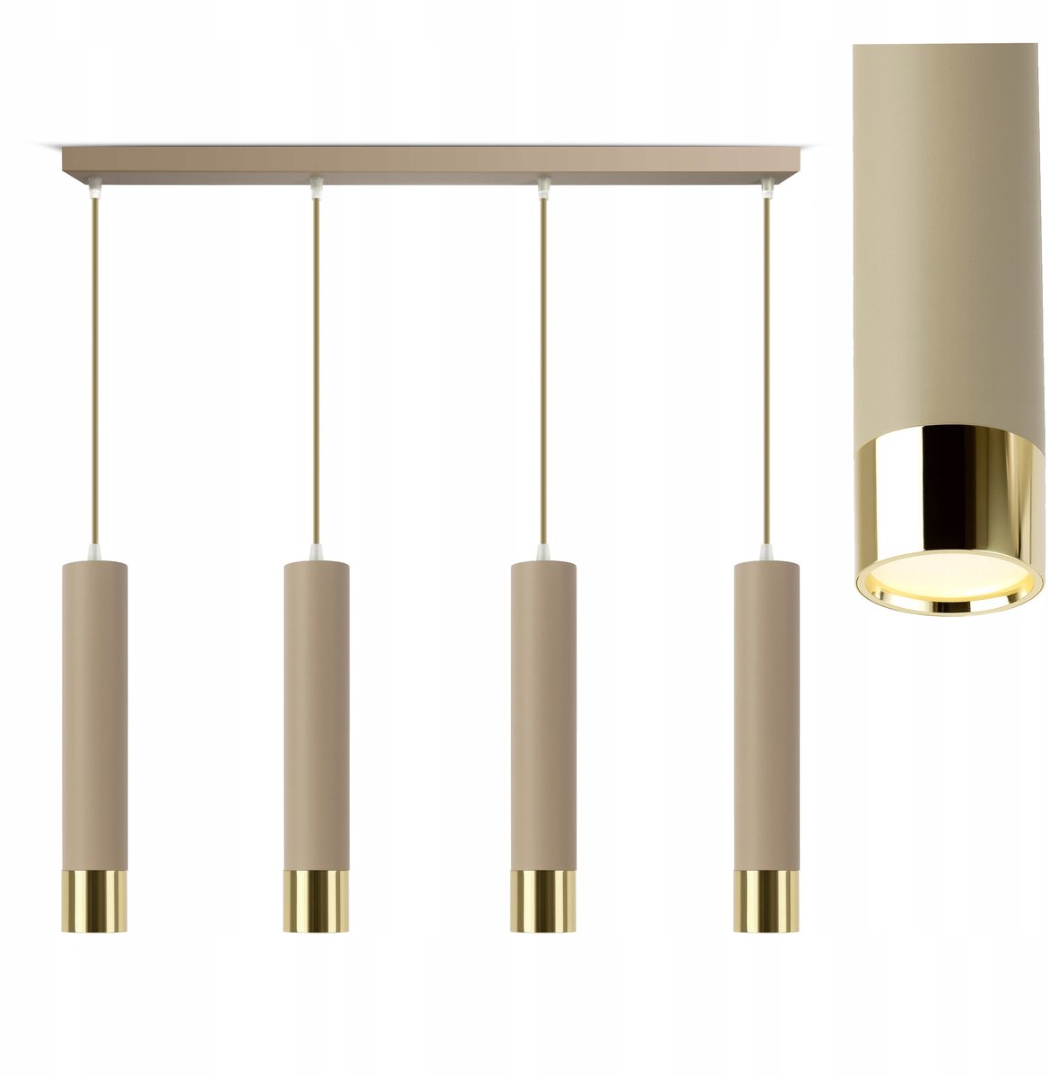Merkloze Hanglamp Beige Goud 4x GU10 LED Plafondlamp