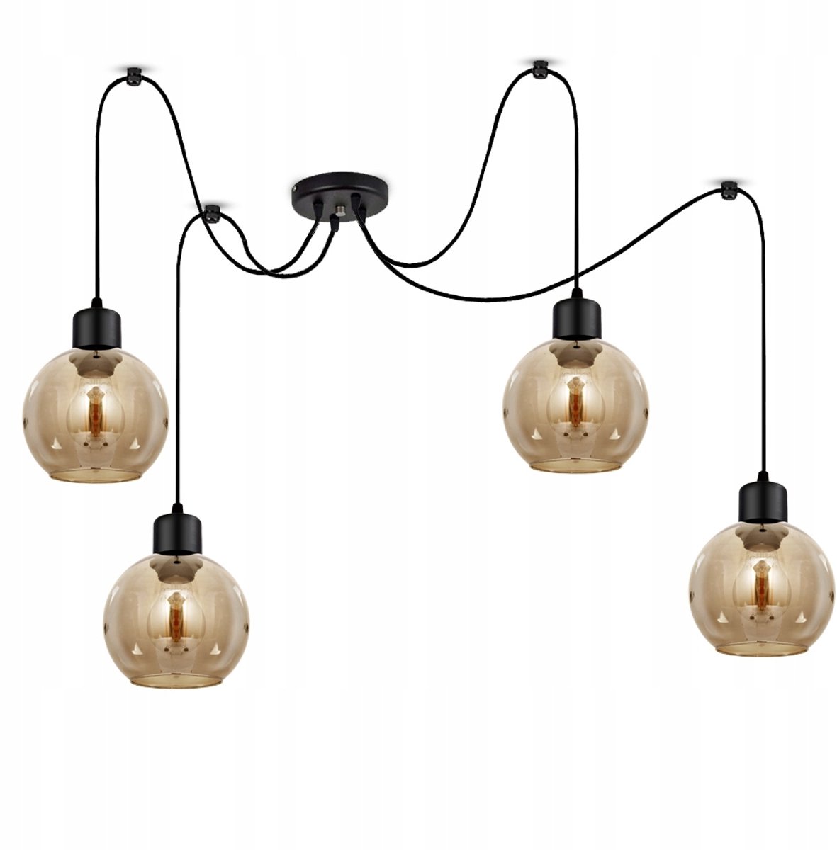 Merkloze Glazen Hanglamp met 4 Kappen - Stijlvol en Modern