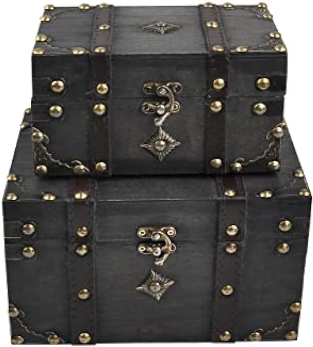 Handgemaakte Vintage Schatkist met Slot - Decoratieve Houten Opbergdoos voor Sieraden, Herinneringen en Cadeaus, Perfect voor Thuisdecoratie