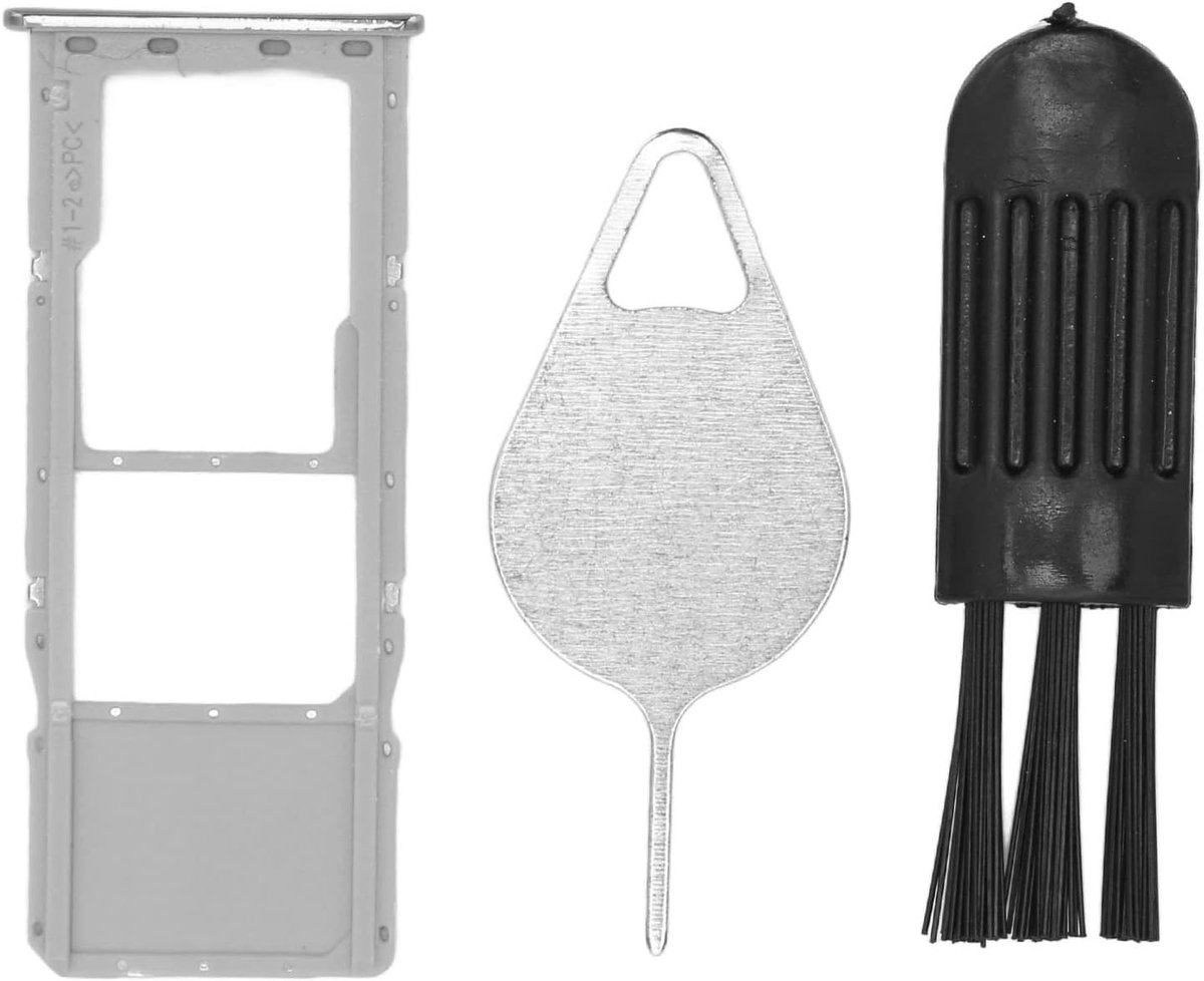 SIM Kaart Tray Vervanging voor A51 A515U - Professionele SIM Kaart Slot Tray Houder Set met Ejector en Borstel (Zilver) voor Smartphone Reparatie en Accessoires