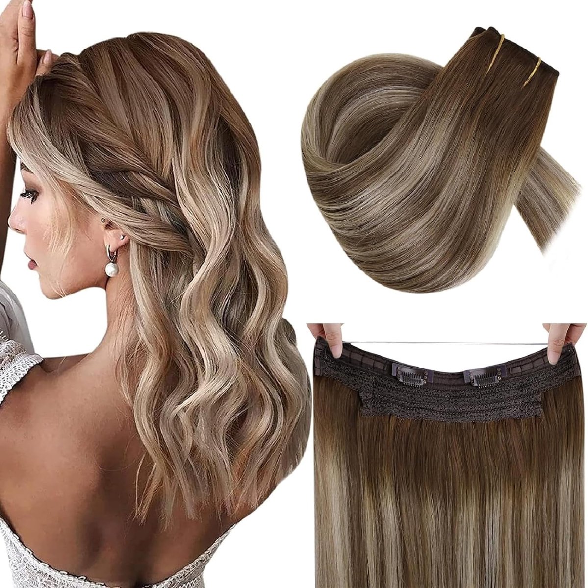 Natuurlijke Haarextensions 30 cm Balayage Bruin Ombre Blond 70g - Dikte en Kleurvariaties