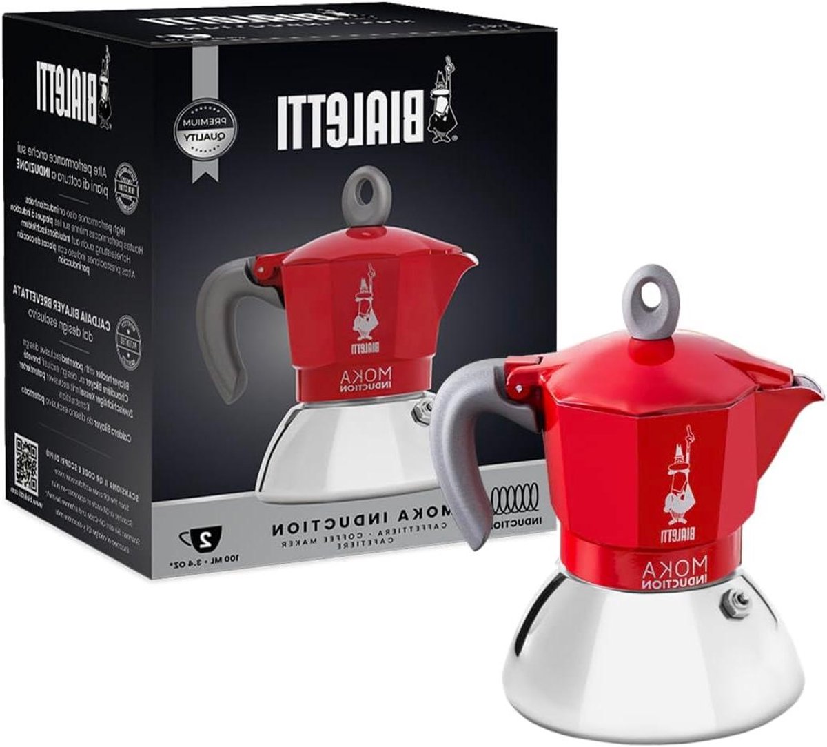 Koffiezetter - Espressomaker Percolator - Koffie Zetten - Geschikt voor Inductie - 100 ml - Rood