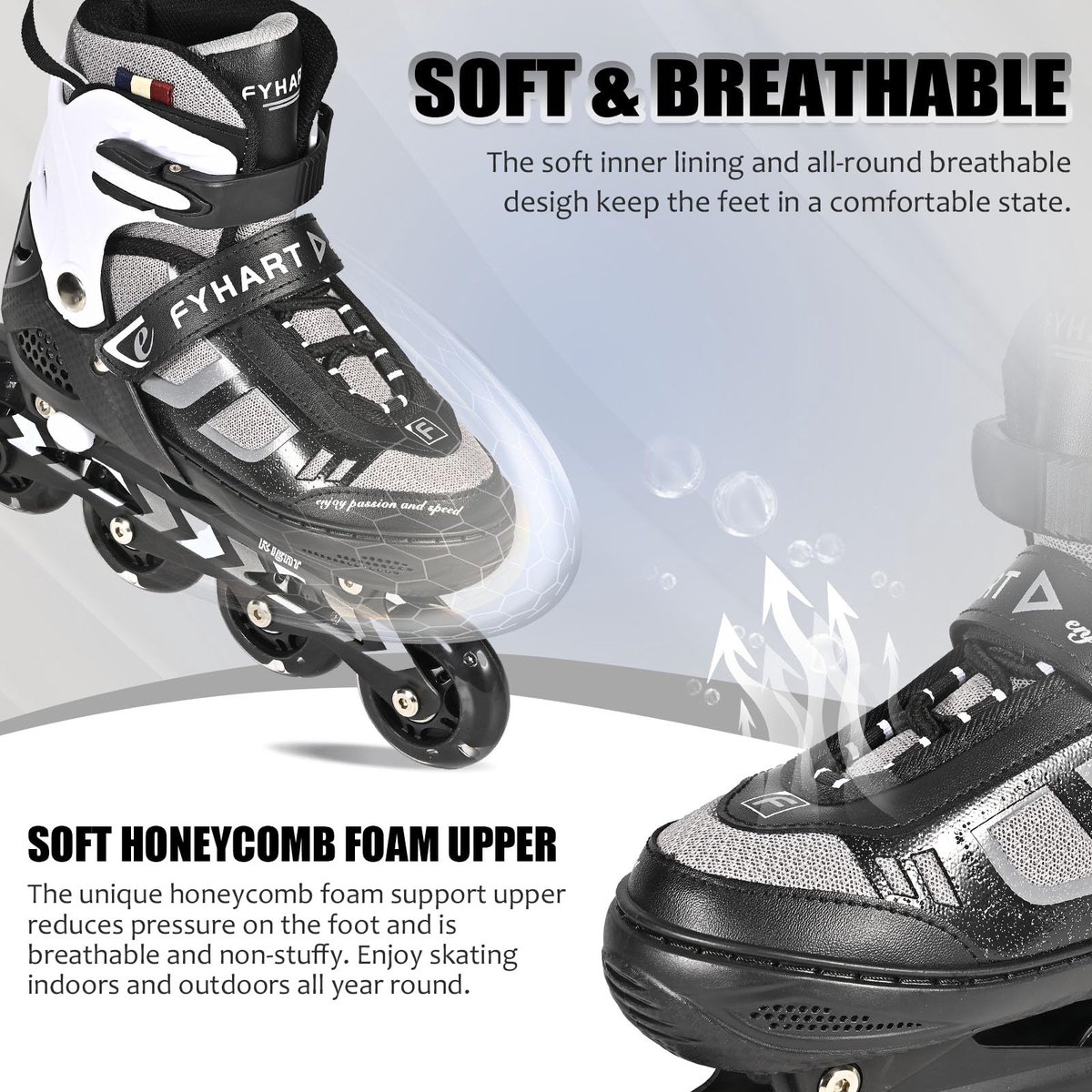 LIRENGUI Verstelbare kinderen inline skates voor jongens en meisjes, 4-wielige inline skates voor tieners en - ShopVlot